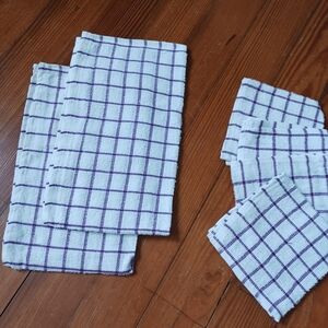 Plaid 100% Cotton Kitchen Towels And Rags Set